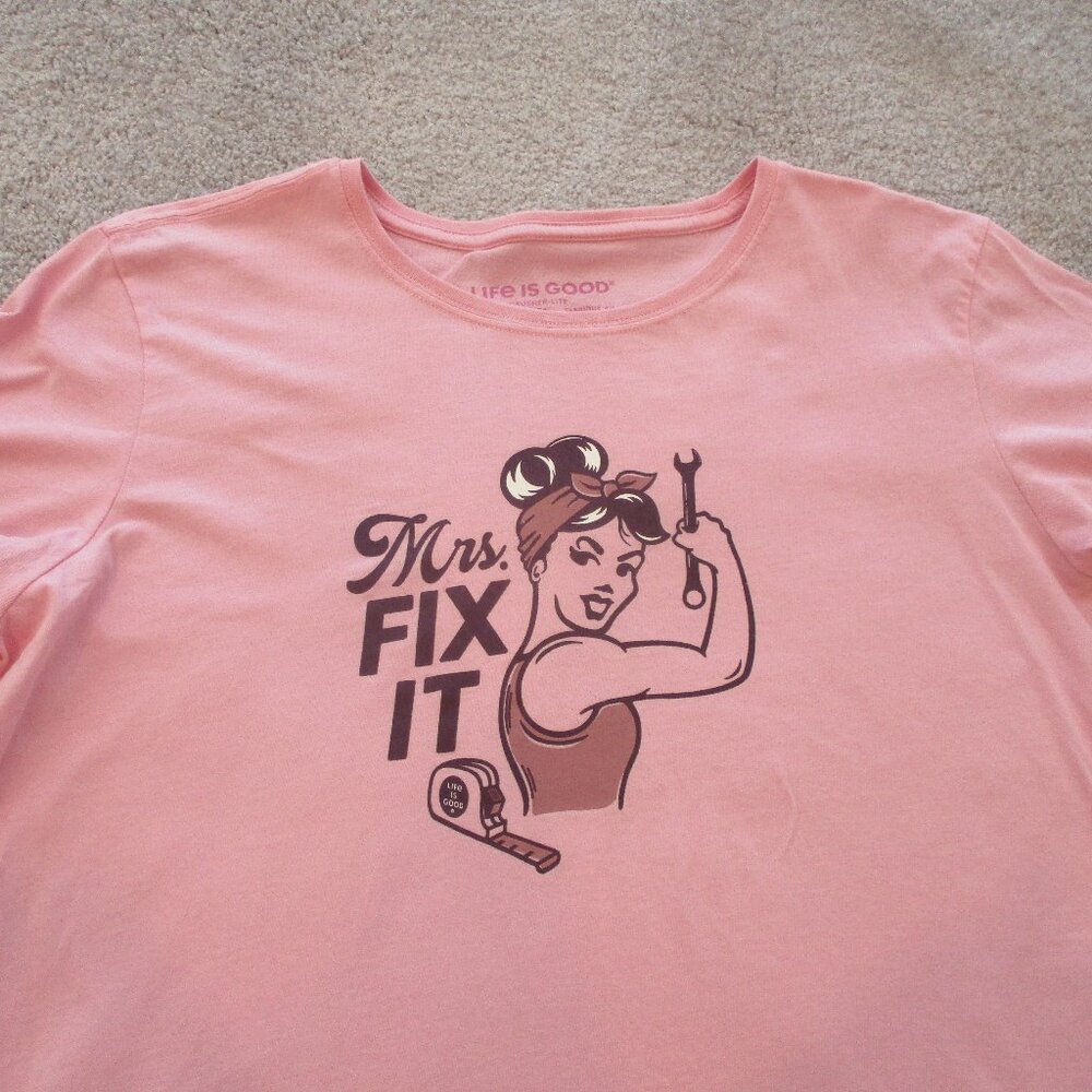 Life Is Good Mrs. Fix It Tee Shirt Pink Women Crusher XL  T-Shirt